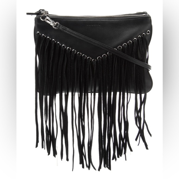 Sandro Fringe Crossbody Leather Bag - Picture 1 of 5